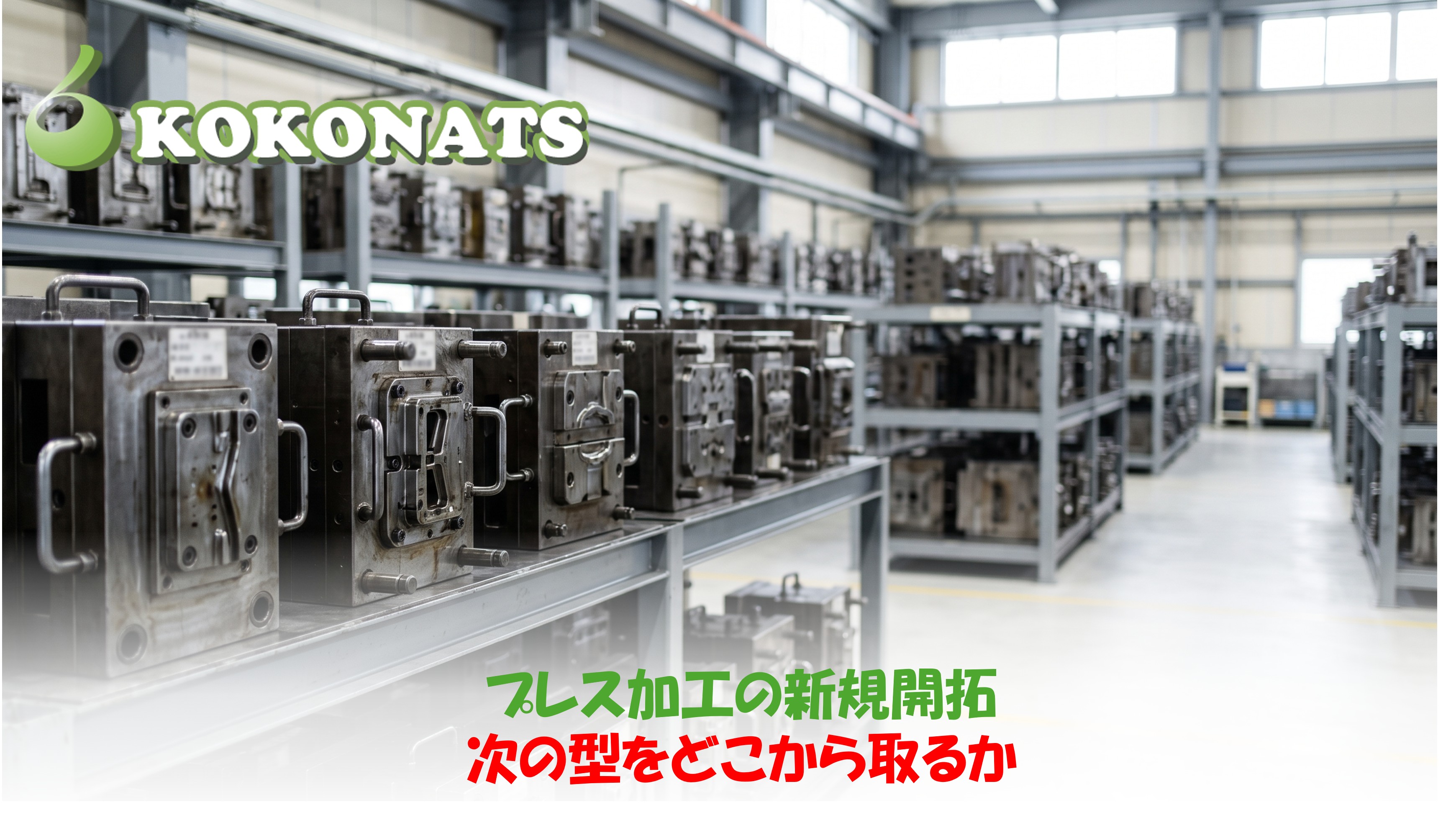 プレス加工の新規開拓。プレス機のボルスタに金型を載せる作業者