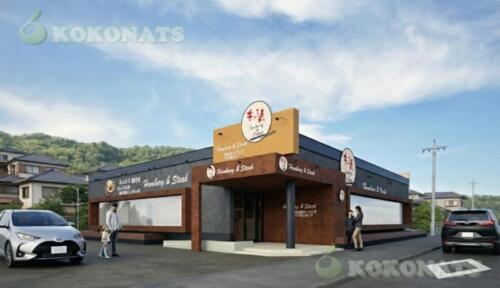 ロードサイド飲食店 外観の建築パース｜郊外型レストランの店舗ファサードCG