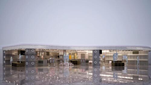大型アパレル店舗内装の建築パース｜商業施設向け物販空間の3DCG