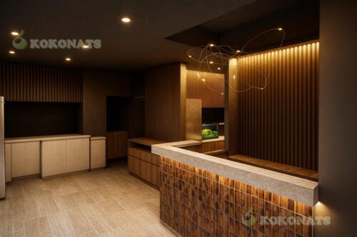 店舗受付・カウンター周りの内装建築パース